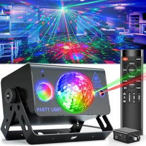 OIEZISRO Party Lights Dj Disco Ball Light, LED Stage Strobe Lights Sound Activated with Remote Control for Xmas Club Bar Parties Holiday Christmas Birthday Wedding Home Decorations