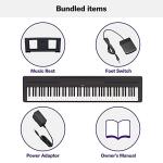Yamaha 88-Key Weighted Portable Digital Piano Keyboard with Music Rest, Sustain Foot Switch, Built-in Speakers, USB Connectivity, Black (P45B)
