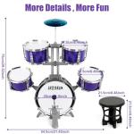 M SANMERSEN Kids Toys Jazz Drum Set - Upgraded Rock Drum Kit with Stool Musical Instruments Educational Birthday Christmas Toys Gifts for Toddlers Child Boys Girls Aged 3 4 5 6 7 8 Year Old