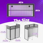 YooKoo Foldable DJ Booth for Tool-Free Assembly, DJ Table with White & Black Scrims, Metal Frame DJ Facade, DJ Stand with Cable Hole and Carry Bag, for Parties & Events & Small Studios