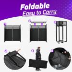 YooKoo Foldable DJ Booth for Tool-Free Assembly, DJ Table with White & Black Scrims, Metal Frame DJ Facade, DJ Stand with Cable Hole and Carry Bag, for Parties & Events & Small Studios