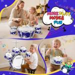 Upgraded Drum Set for Kids 3-5 Toddler Toy Ages 2-4 Jazz Drums Kit with Stool Musical Instrument Toys for 3 4 5 Year Old Girls Boys Gifts