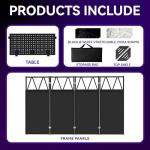 RDCMKL DJ Table Stand Portable Booth, All-Metal Heavy-Duty Foldable DJ Stand, Iron Plate Surface DJ Facade Booth, with 8 Machine-Washable Scrims, Travel Bag