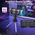 ZealSound Microphone,USB&3.5mm Mic W/Type-C Adapter for i-Phone Computer Phone,Condenser Microphone with Echo Volume,Tripod Stand,Pop Filter,for ASMR Video Recording Streaming Discord Twitch