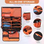 LUCKUP DJ Cable Organizer Bag with Wheels, Detachable Trolley System, 900D Water-Resistant DJ Equipment Storage Organizer with Padded Dividers Laptop Compartment for Musicians, Audio Engineers