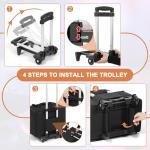 LUCKUP DJ Cable Organizer Bag with Wheels, Detachable Trolley System, 900D Water-Resistant DJ Equipment Storage Organizer with Padded Dividers Laptop Compartment for Musicians, Audio Engineers