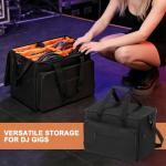 LUCKUP DJ Cable Organizer Bag with Wheels, Detachable Trolley System, 900D Water-Resistant DJ Equipment Storage Organizer with Padded Dividers Laptop Compartment for Musicians, Audio Engineers