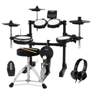Xkorce Electronic Drum Set Electric Drum Kit with 4 Quiet Mesh Pads and 6" Kick Drum, 360 Sounds, Headphones, Sticks, Dual Bluetooth function, Suit for Beginner