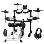 Xkorce Electronic Drum Set Electric Drum Kit with 4 Quiet Mesh Pads and 6" Kick Drum, 360 Sounds, Headphones, Sticks, Dual Bluetooth function, Suit for Beginner
