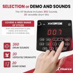 Xkorce Electronic Drum Set Electric Drum Kit with 4 Quiet Mesh Pads and 6" Kick Drum, 360 Sounds, Headphones, Sticks, Dual Bluetooth function, Suit for Beginner