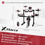 Xkorce Electronic Drum Set Electric Drum Kit with 4 Quiet Mesh Pads and 6" Kick Drum, 360 Sounds, Headphones, Sticks, Dual Bluetooth function, Suit for Beginner
