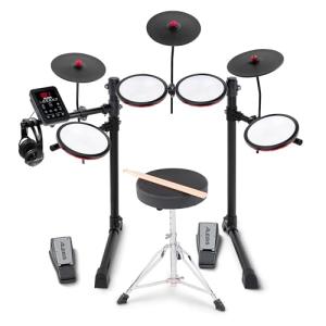 Alesis Turbo Max Electric Drum Set with Quiet 8" Mesh Pads, Lessons, Bluetooth and Accessories, Foldable