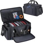 Aleemin Large DJ Cable File Bag with 8 Detachable Dividers, DJ Bag Padded with Multi-Compartment & Pockets for Music Equipment, DJ Travel Gig Bag Cords Organizer for Musician Instrument