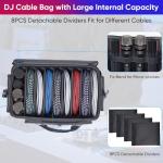 Aleemin Large DJ Cable File Bag with 8 Detachable Dividers, DJ Bag Padded with Multi-Compartment & Pockets for Music Equipment, DJ Travel Gig Bag Cords Organizer for Musician Instrument