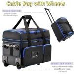 DJ Cable Organizer Bag with Wheels,Soft Gig Bag for DJ Equipment with 9 Detachable Dividers, Padded Multi-Pocket Storage Case for Microphone, Cord, Headset & Music Accessories