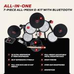 Alesis Turbo Max Electric Drum Set with Quiet 8" Mesh Pads, Lessons, Bluetooth and Accessories, Foldable