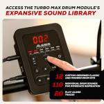 Alesis Turbo Max Electric Drum Set with Quiet 8" Mesh Pads, Lessons, Bluetooth and Accessories, Foldable