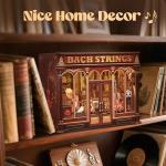 CUTEFUN Book Nook Kit - 3D Puzzle Musical Instrument Store Bookend Bookshelf Decor for Adults, Tiny House Miniature Model Building Kits, DIY Crafts Gifts for Teens & Book Lovers (Bach Strings)