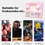 Podcast Equipment Bundle for 2: Audio Interface & DJ20 Mixer with XLR Mic, Voice Changer, 2400mAh Battery for Podcasting, TikTok Live Streaming, and Gaming (Pink)