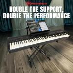 AxcessAbles Portable Two-Tier DJ Table Stand| Two Tier Piano Keyboard Stand for Sheet Music and Tablet | DJ Laptop and Controller Stand | Music Production Workstation | Booth Stand