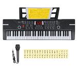 Hricane Piano Keyboard, 61 Keys Beginner Electronic Keyboard Portable Digital Music Keyboard, Early Education Music Instrument with Microphone & Music Sheet Stand