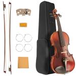 4/4 Violin for Beginners, Acoustic Full Size Starter Kit for Adult Beginners, Stringed Musical Instrument w/Case, 2 Violin Bows, 2 Bridges, Strings, Rosin, Cleaning Cloth (MV500, Full)