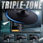 AKLOT Expanded-Size Electric Drum Set: 12'' Two-Piece Standalone Hi-Hat, Independent Kick Drum and 10'' Dual-Zone Snare, 12'' Triple-Zone Ride Cymbal, All Mesh Heads, 460 Sounds, USB MIDI (B-CORE541)