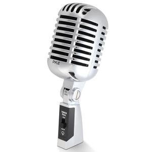 Pyle Classic Retro Dynamic Vocal Microphone - Old Vintage Style Unidirectional Cardioid Mic with XLR Cable - Universal Stand Compatible - Live Performance In Studio Recording - PDMICR42SL (Silver)