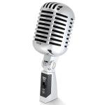 Pyle Classic Retro Dynamic Vocal Microphone - Old Vintage Style Unidirectional Cardioid Mic with XLR Cable - Universal Stand Compatible - Live Performance In Studio Recording - PDMICR42SL (Silver)