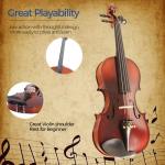4/4 Violin for Beginners, Acoustic Full Size Starter Kit for Adult Beginners, Stringed Musical Instrument w/Case, 2 Violin Bows, 2 Bridges, Strings, Rosin, Cleaning Cloth (MV500, Full)
