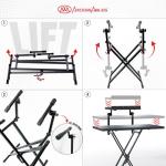 AxcessAbles Portable Two-Tier DJ Table Stand| Two Tier Piano Keyboard Stand for Sheet Music and Tablet | DJ Laptop and Controller Stand | Music Production Workstation | Booth Stand