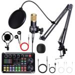 ALSO GO Podcast Equipment Bundle, Podcast Equipment with BM-800 Microphone(Gold) & F998 Sound Card, Recording Studio Equipment for Podcasting, Singing, Gaming, and Live Streaming YouTube Tiktok