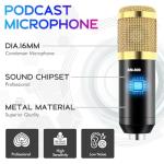 ALSO GO Podcast Equipment Bundle, Podcast Equipment with BM-800 Microphone(Gold) & F998 Sound Card, Recording Studio Equipment for Podcasting, Singing, Gaming, and Live Streaming YouTube Tiktok