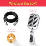 Pyle Classic Retro Dynamic Vocal Microphone - Old Vintage Style Unidirectional Cardioid Mic with XLR Cable - Universal Stand Compatible - Live Performance In Studio Recording - PDMICR42SL (Silver)