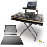 AxcessAbles Portable Two-Tier DJ Table Stand| Two Tier Piano Keyboard Stand for Sheet Music and Tablet | DJ Laptop and Controller Stand | Music Production Workstation | Booth Stand