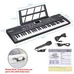 Hricane Piano Keyboard, 61 Keys Beginner Electronic Keyboard Portable Digital Music Keyboard, Early Education Music Instrument with Microphone & Music Sheet Stand