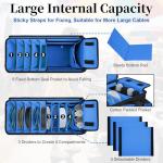 Wigojoy Large Dj Cable Bag with Laptop and Microphone Pocket, Dj Bag for Equipment and Music Accessories with Detachable Dividers, Bottom Pad, Dj Gig Bags for Musicians, Professional, Travel, Blue