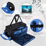 Wigojoy Large Dj Cable Bag with Laptop and Microphone Pocket, Dj Bag for Equipment and Music Accessories with Detachable Dividers, Bottom Pad, Dj Gig Bags for Musicians, Professional, Travel, Blue