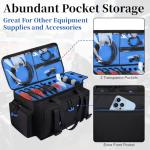 Wigojoy Large Dj Cable Bag with Laptop and Microphone Pocket, Dj Bag for Equipment and Music Accessories with Detachable Dividers, Bottom Pad, Dj Gig Bags for Musicians, Professional, Travel, Blue