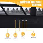 61 Key Keyboard Piano with Stand, Portable Electric Piano Keyboard Kit for Beginners with Stand, Microphone,Note Stickers, Music Rest, Digital Music Keyboard Built-In Speakers