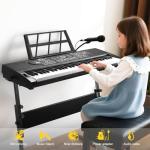 61 Key Keyboard Piano with Stand, Portable Electric Piano Keyboard Kit for Beginners with Stand, Microphone,Note Stickers, Music Rest, Digital Music Keyboard Built-In Speakers