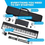 Alesis 88 Key Keyboard Piano with 480 Sounds, Speakers, USB MIDI, Carry-Bag, Stand, Headphones, Pedal and Piano Lessons for Beginners