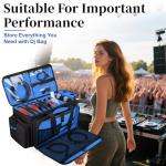 Wigojoy Large Dj Cable Bag with Laptop and Microphone Pocket, Dj Bag for Equipment and Music Accessories with Detachable Dividers, Bottom Pad, Dj Gig Bags for Musicians, Professional, Travel, Blue
