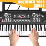 61 Key Keyboard Piano with Stand, Portable Electric Piano Keyboard Kit for Beginners with Stand, Microphone,Note Stickers, Music Rest, Digital Music Keyboard Built-In Speakers