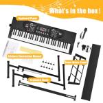 61 Key Keyboard Piano with Stand, Portable Electric Piano Keyboard Kit for Beginners with Stand, Microphone,Note Stickers, Music Rest, Digital Music Keyboard Built-In Speakers