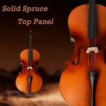 EMILOREY 4/4 Acoustic Full Size Cello Set with Portable Bag, Bow, Rosin, Stand,Cello Kit for Adults,Beginners, String Musical Instruments Natural Color