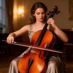 EMILOREY 4/4 Acoustic Full Size Cello Set with Portable Bag, Bow, Rosin, Stand,Cello Kit for Adults,Beginners, String Musical Instruments Natural Color