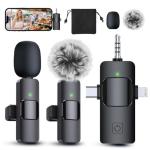 PQRQP 3 in 1 Professional Wireless Lavalier Microphone for iPhone, Android, Camera, Wireless Microphones, Mini Microphone, Crystal Clear Sound Quality for Recording, Live Streaming, Microphone Clips