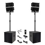 PRORECK Club 6000 15-inch 6000W P.M.P.O Stereo PA Speaker System Combo Set 4 Line Array Speakers, 2 15-inch Subwoofers with Bluetooth/USB Read/SD Card/Remote Control, for Party DJ Wedding Meeting