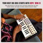 Akai Professional MPK Mini IV USB-C MIDI Keyboard Controller for Beginners and Producers - MPC Drum Pads, 360° Knobs, Pitch and Mod Wheels, Production Software, Native Instruments Sound Package, Grey